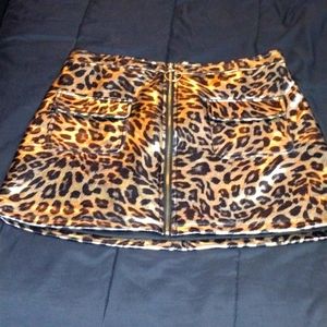 Love By Design Faux Leather Leopard Print Mini Skirt